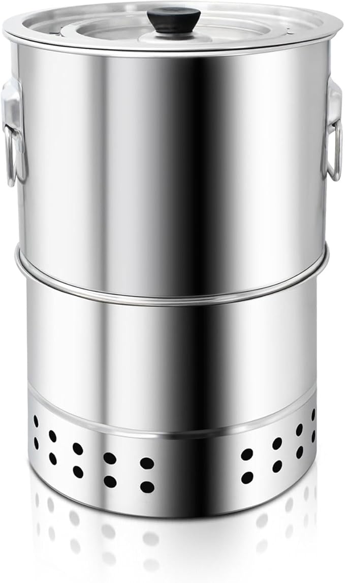 Stainless Smokeless Charcoal Grills Surround Charcoal Barrel Grill 360° Smokeless Outdoor Barbecue Grill for Travel for Travel, Outdoor Cooking and BBQ, Camping Grill Picnic Patio Backyard