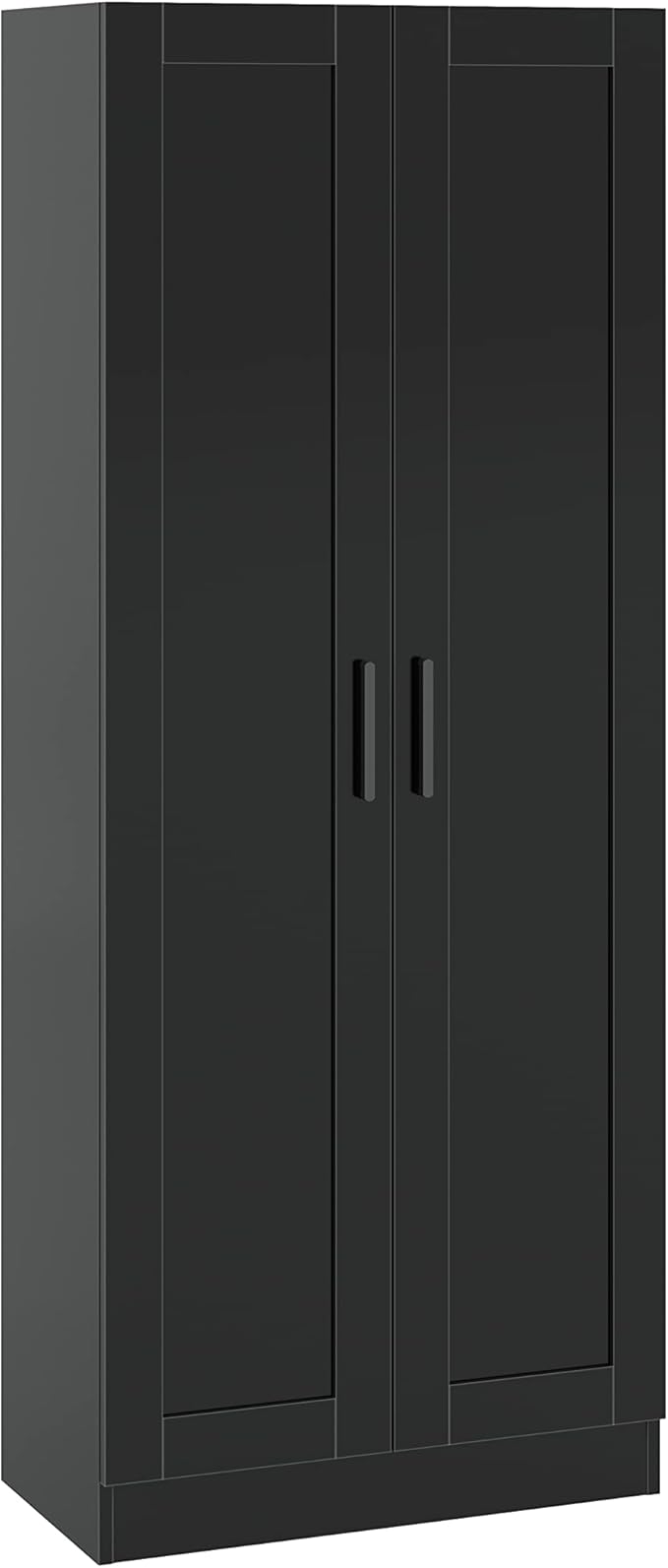 Panana Wooden Storage Cabinet, Narrow Pantry Cabinets Free Standing Tall Storage Cabinet with 2 Doors and Shelves (Black)