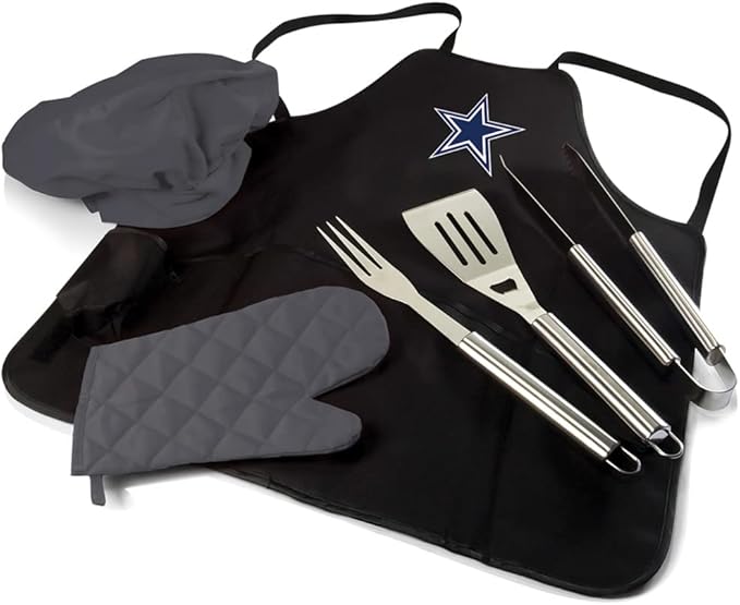 Picnic TIME BBQ Apron Tote Pro Grill Set, (Black with Gray Accents)