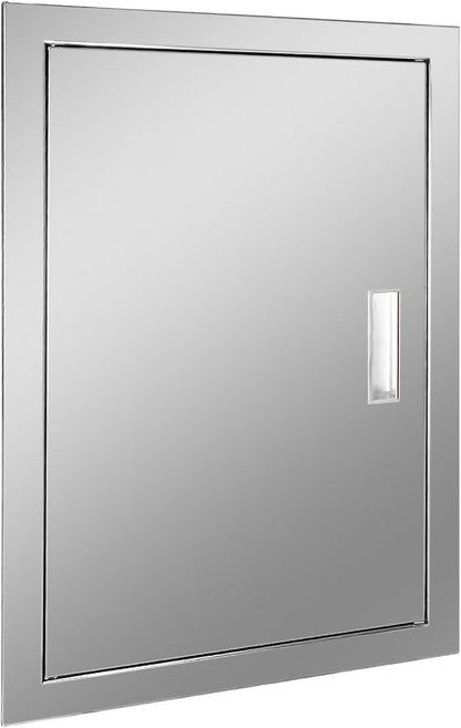 Outdoor Kitchen Door 17" W x 24" H Stainless Steel BBQ Single Access Door Flush Mount Vertical Wall Doors with Handle Suitable for Grilling Station Outside Cabinet Outdoor Kitchen