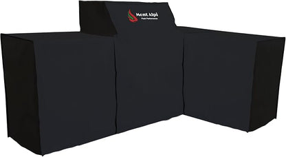 Mont Alpi 400 COVMAi400-90 L-Shaped 4-Burner Heavy Duty All Weather Water Resistant 82" x 50" Full Black Grill Cover for MAi400-D90 and MAi400-D90FC Stainless Steel Modular Outdoor Kitchen BBQ Islands