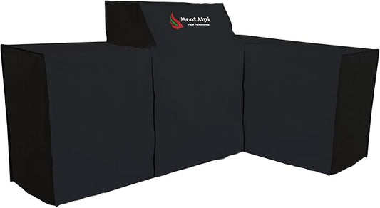 Mont Alpi 400 COVMAi400-90 L-Shaped 4-Burner Heavy Duty All Weather Water Resistant 82" x 50" Full Black Grill Cover for MAi400-D90 and MAi400-D90FC Stainless Steel Modular Outdoor Kitchen BBQ Islands