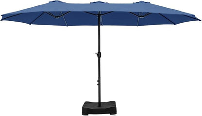 HERA'S PALACE 15ft Patio Umbrella, Base Included, Rectangular, Haze Blue | outdoor, table, large, 15, rectangle, double, pool, stand, clearance, outside, triple, shade, sun