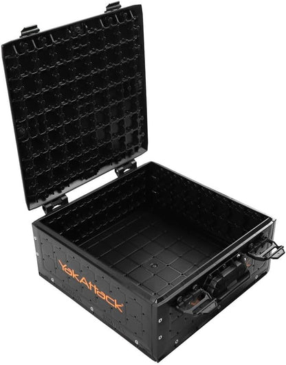 YakAttack ShortStak Solo Storage Box - Size & Color Options | Standalone Low-Profile Crate with Lid, Hinges & Latches | GridLoc Mounting Panels | Slider Feet for Under-Seat Use | Made in USA