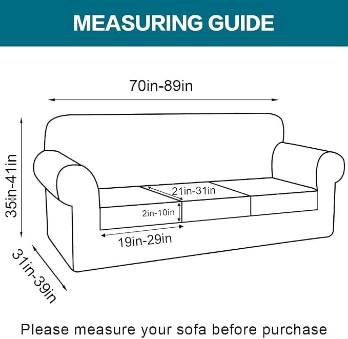 Turquoize 4 Piece Sofa Covers for 3 Cushion Couch Sofa Slipcover Soft Couch Cover for Dogs-Washable Sofa Furniture Cover with 3 Individual Cushion Covers (3 Cushion Sofa, Macchiato)