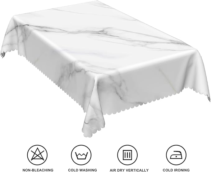 60x84inches Marble Rectangle Tablecloth Abstract Modern Grey and White Marble Texture Table Cloth Waterproof Polyester Table Cover for Dining Room Kitchen Home Decor Cafe Restaurant
