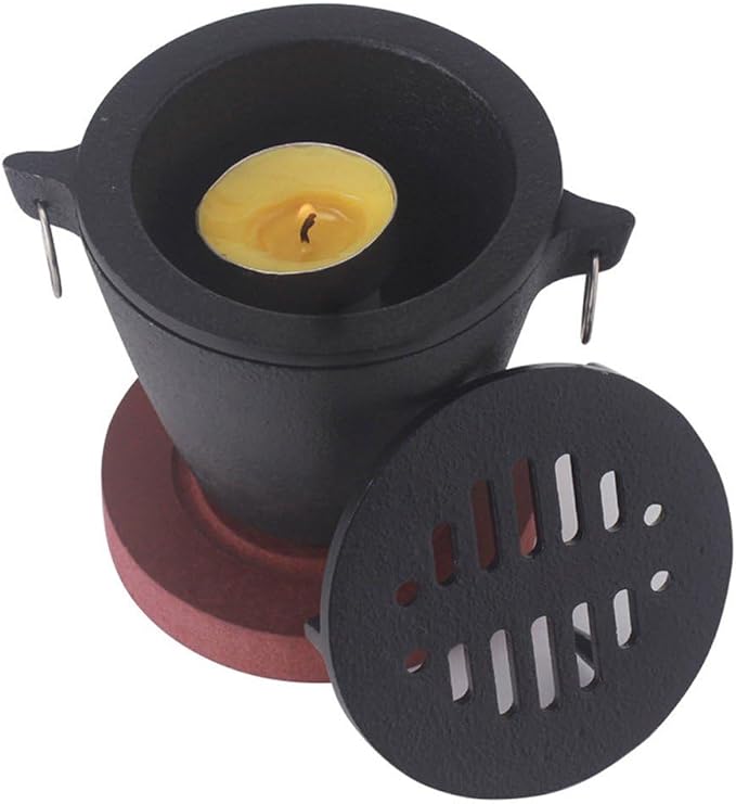 Portable Japanese Smokeless Mini Barbecue Charcoal Grill for Single Person Camping Picnic Party Cooking with Wooden Base and Fuel Holder