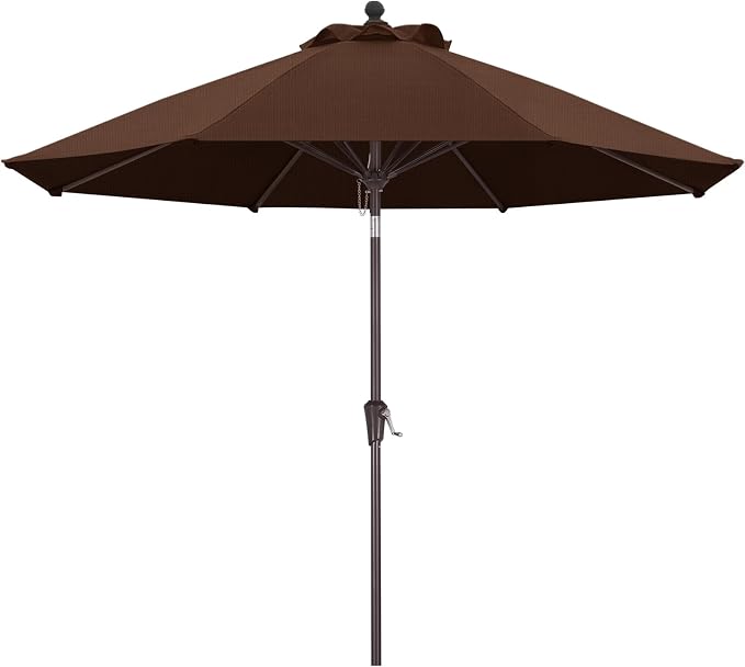 ABCCANOPY OLEFIN® 5-Year No Fading 9FT Outdoor Patio Umbrella(Coffee) | Fade & UV Resistant Fabric,8 Fiberglass Ribs，Wind Vent，Crank Lift & Tilt,Outdoor Table Umbrella for Deck,Backyard,Yard