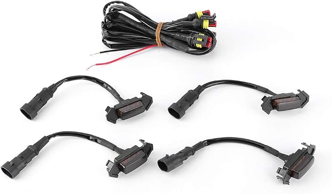 Grille Lights, 4pcs 12V Car LED Grille Light High Brightness Accessory Fit for Toyota 2016‑2020 (black shell yellow light)