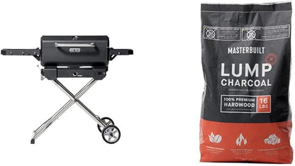 Masterbuilt MB20040722 Portable Charcoal Grill with Cart, Black & MB20091621 Lump Charcoal 16 Pound, Black