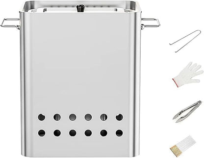 Vertical Charcoal BBQ Smoker 430 Stainless Steel Grill 360° Even Heating Oil and Fire Separation with A Variety of Accessories for Home Restaurants & Catering(B)