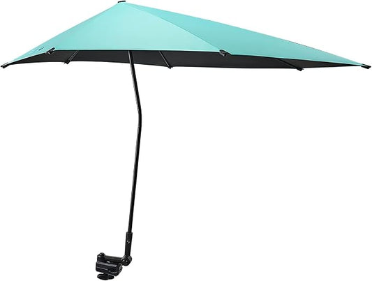 G4Free Beach Chair Umbrella with Universal Clamp UPF 50+ Golf Cart Umbrella | 46"x44" Large Canopy Sun Umbrella UV Protection, Adjustable Clamp for Beach Chair/Wheelchair/Stroller, 360° Flex Shaft, 7 Rib