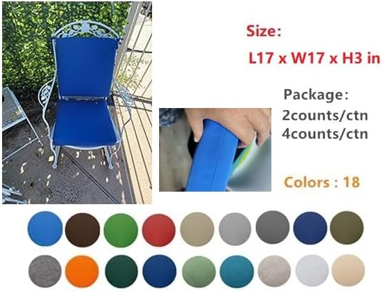 QILLOWAY Outdoor Indoor Chair Pads,Seat Cushions, Square Foam Dining Chair Patio Cushion Set of 4, All Weather, 17" Lx17 Wx3 D (Orange)