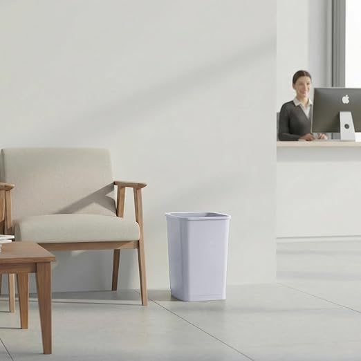 Superio 4.5 Gallon Plastic Trash Can, Waste Bin for Home, Kitchen, Office, Bedroom, Bathroom- 18 Qt (6 Pack, White Smoke)