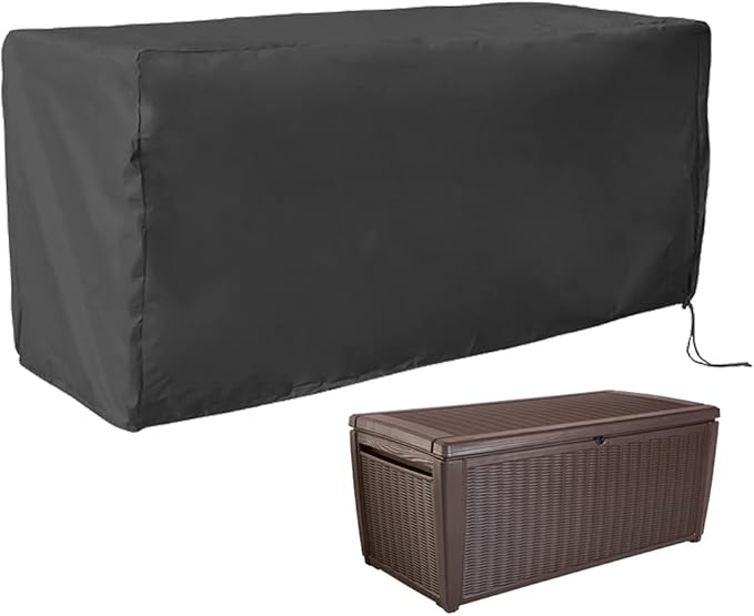 Deck Box Cover Waterproof Heavy Duty Patio Ottoman Cover All Weather Protection Outdoor Large Deck Cover Rectangular for Keter Suncast Lifetime