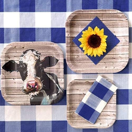 Blue Plaid Table Cloths Gingham Fabric: Independence Day Checkered Table Fabrics Overlays Patriotic 56x84 Inches Blue and White Picnic Desk Covers for Rectangle Table