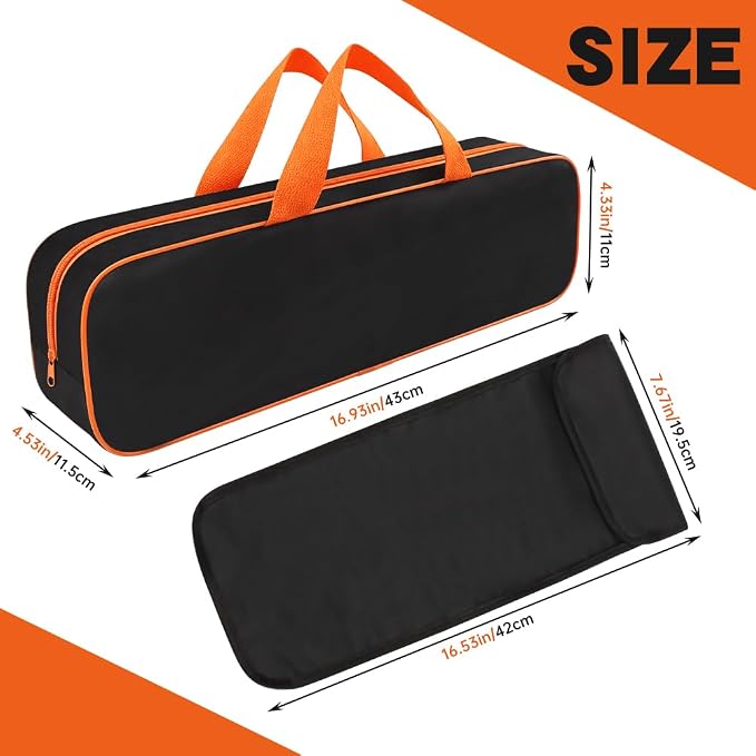 Grill Tool Storage Bag, BBQ Utensil Organizer Carry Case with Skewer Holder, Heavy Duty Grill Accessory Tools Storage for Outdoor Grilling Camping, Hold BBQ Tools up to 16"(Color:Black)