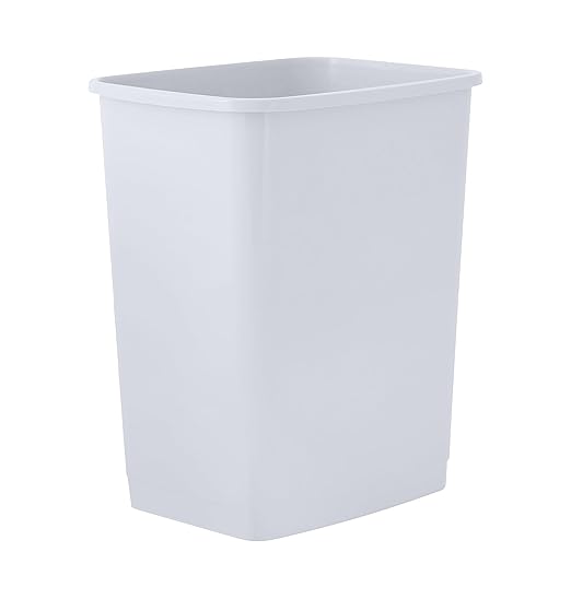 Superio Small 1.25 Gallon Plastic Trash Can, Waste Bin for Under Desk, Office, Bedroom, Bathroom- 5 Qt, (White Smoke)
