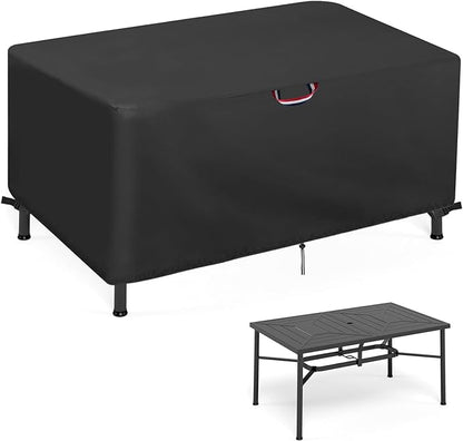 64" Outdoor Dining Table Cover for 6, Waterproof Protective Cover for Patio Rectangle Table Furniture Covers - Black, 64x42x28 Inch