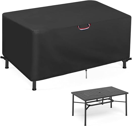 64" Outdoor Dining Table Cover for 6, Waterproof Protective Cover for Patio Rectangle Table Furniture Covers - Black, 64x42x28 Inch
