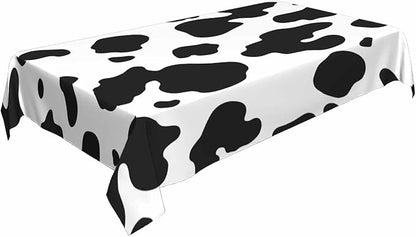 TKS MITLAN Black White Milk Cow Spots Tablecloth 60x84 Inch Rectangular Animal Skin Texture Oblong Table Cloth Kitchen Table Decorations for Home Dinner Party