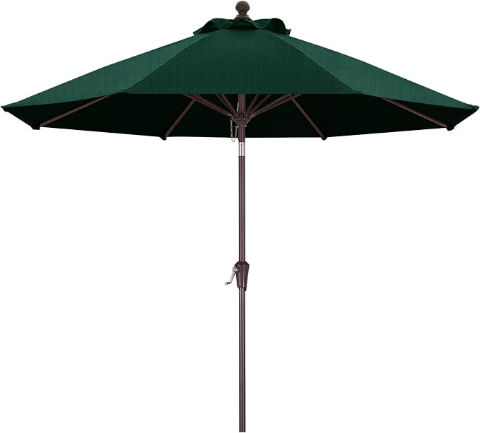 MASTERCANOPY 9ft Olefin 5-Year-Non-Fading Patio Umbrella Forest Green | UV/Water/Fade-Resistant Canopy, Vented Top, 8 Fiberglass Ribs – Ideal For Deck, Yard, Market