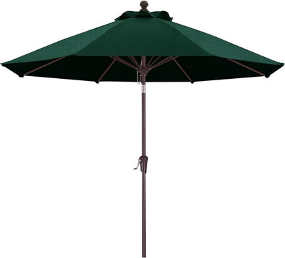 MASTERCANOPY 9ft Olefin 5-Year-Non-Fading Patio Umbrella Forest Green | UV/Water/Fade-Resistant Canopy, Vented Top, 8 Fiberglass Ribs – Ideal For Deck, Yard, Market