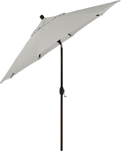 California Umbrella 12-Year-Non-Fading, 9Ft Premium Sunbrella Patio Umbrella, Hand-Crank, Button-Tilt, Bronze Frame, Granite Fabric