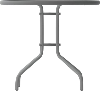 Flash Furniture 31.5 in Metal Round Table, Silver | Tempered Glass Top