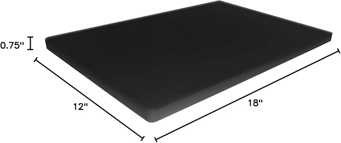 Large Poly Cutting Board, 18x12 Inch Black, 3/4" Thick, BPA Free and Dishwasher Safe