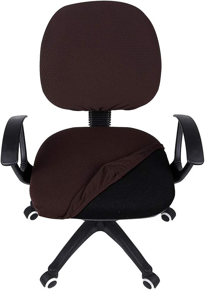 Smiry Office Computer Chair Covers for Desk Rotating Chair Protector | Stretch Jacquard Removable Washable Universal Slipcovers, Seat + Backrest Cover, Chocolate