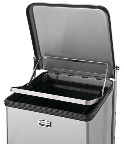 Rubbermaid Commercial Products Defenders Biohazard Steel Trash Can, Step-On, 25 GAL, White, Hospital/Doctor's Office/Healthcare Facilities