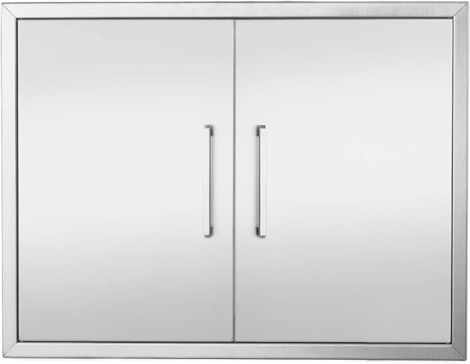 Outdoor Kitchen Doors Stainless Steel,31" W by 24" H Double Access Door,Flush Mount for Outdoor Kitchen and BBQ Island