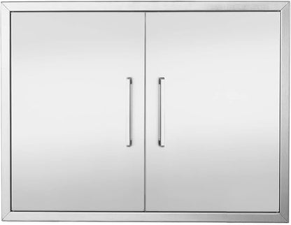 Outdoor Kitchen Doors Stainless Steel,31" W by 24" H Double Access Door,Flush Mount for Outdoor Kitchen and BBQ Island