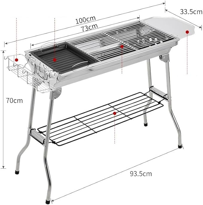 TOWINE Portable Charcoal Grills Large Barbecue Grill Household Frying and Grilling Dual Purpose Barbecue Grill Outdoor Folding Barbecue Grill for Outdoor Backyard Picnic Home