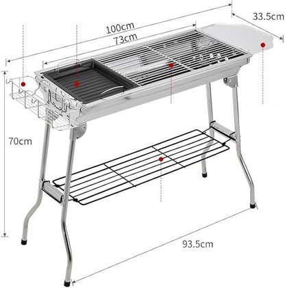 TOWINE Portable Charcoal Grills Large Barbecue Grill Household Frying and Grilling Dual Purpose Barbecue Grill Outdoor Folding Barbecue Grill for Outdoor Backyard Picnic Home