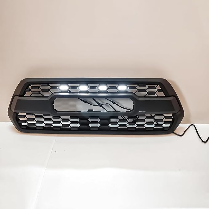 LED White Grille Light for TACOMA TRD 2016 2017 2018, Smoked Lens Housing Center Grill Running Light, 4PCS Bulbs with Waterproof Connector Cables Kit