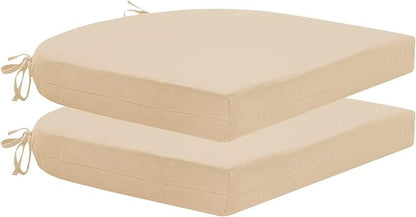 HARBOREST Outdoor Chair Cushions Set of 2, Water Resistant Patio Chair Cushions with Ties, Outdoor Seat Cushions for Patio Furniture, 17"x16"x2", Beige