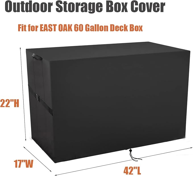 Deck Box Cover for EAST OAK 60 Gallon Outdoor Storage Box | Waterproof Resin Storage Bin Cover Deck Box Covers - 42"L x 17"W x 22"H