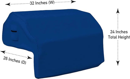 Covers & All Built-in Grill Cover for Outdoor Grill – Heavy Duty 18 oz Waterproof Built-in BBQ Grill Cover, PVC-Coated Polyester with Elastic Hem for Snug Fit (32 x 26 x 24 inches, Blue)