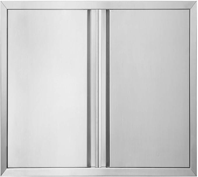 JIE JIN Outdoor Kitchen Door 24" W X 24" H Double Doors BBQ Access Door BBQ Island Door 304 Brushed Stainless Steel Flush Mount Door for Outdoor Kitchen BBQ Island Outdoor Cabinet Doors