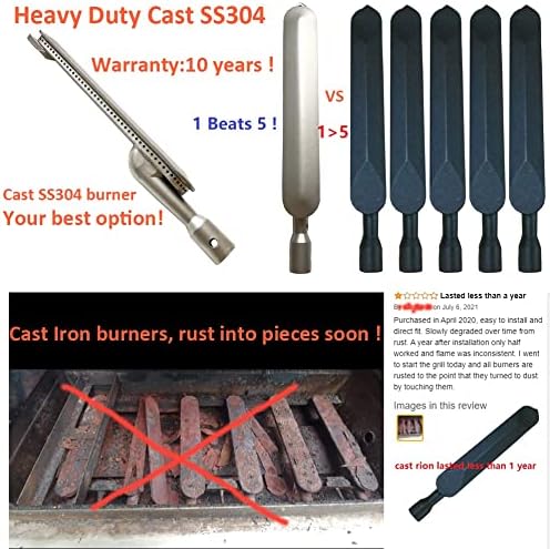 3 Pack Cast Stainless Steel 304 Oval Burner Fits for Barbeques Galore Grand Hall Kenmore Grand Turbo G5TSR, B3807 B3810 B3812 Y0662, Y0663, Y0665, CITSG, 282269, P1961A NG and LP Models