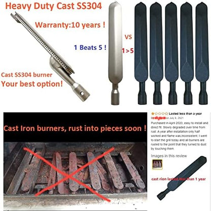 3 Pack Cast Stainless Steel 304 Oval Burner Fits for Barbeques Galore Grand Hall Kenmore Grand Turbo G5TSR, B3807 B3810 B3812 Y0662, Y0663, Y0665, CITSG, 282269, P1961A NG and LP Models