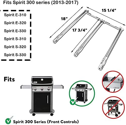 Grill Parts for Weber Spirit E310, 69787 Burner Tube Kit & 7636 Weber Spirit 300 Flavorizer Bars with Igniter, Stainless Steel Weber Spirit II Grill Parts for Spirit 300 Series E-310 E-320 E-330