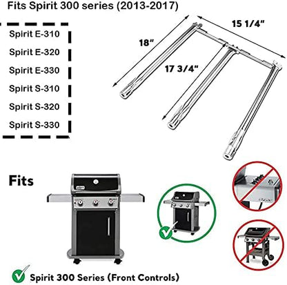 Grill Parts for Weber Spirit E310, 69787 Burner Tube Kit & 7636 Weber Spirit 300 Flavorizer Bars with Igniter, Stainless Steel Weber Spirit II Grill Parts for Spirit 300 Series E-310 E-320 E-330