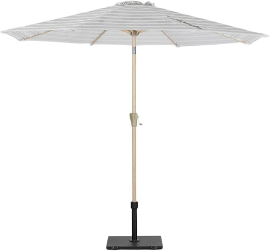 Tempera Striped Patio Umbrellas Outdoor Table Market Umbrellas with Crank & Pust Button Tilt|Auto-Tilt, 8 Steel Ribs, High Color-Fastness Canopy