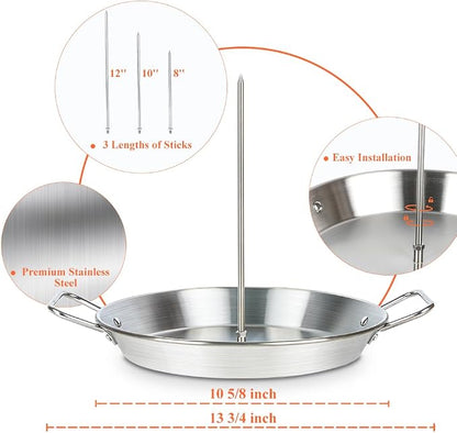 Stainless Steel Vertical Spit for Oven/grilling - Gyro/Shawarma Pan Rotisserie Skewer Stand, Gyro Plate/Pan for Chicken, Meat, Kebabs -Home Use