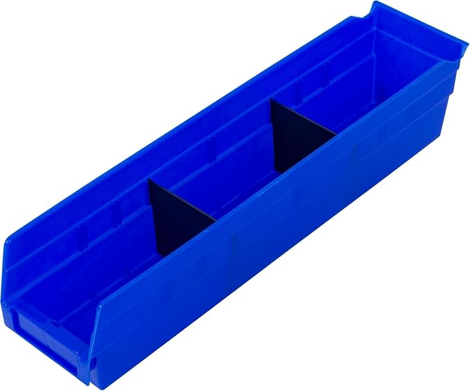 Akro-Mils 30128 Heavy Duty Plastic Shelf Bins, 18"x 4"x 4", Blue, 12-Pack | Heavy Duty Nesting Storage Bins for Garage, Closet, Refrigerator, Kitchen, Cabinet, Drawer Organization, Pantry Organization