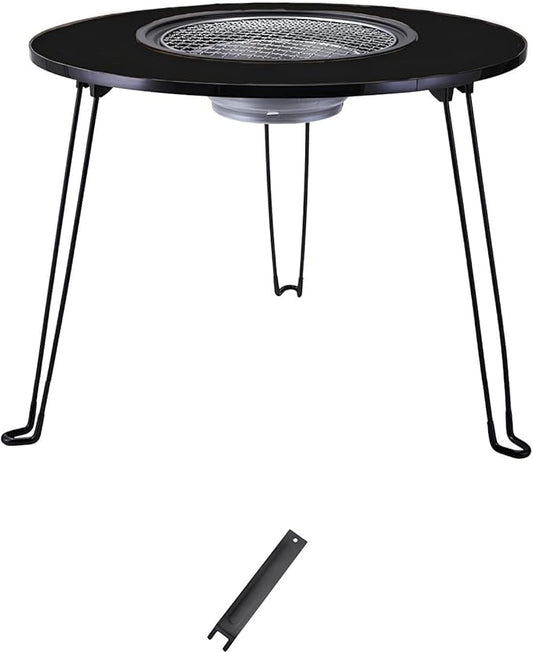 Charcoal Grill Removable with Grill Handle Tabletop BBQ Braze with Foldable Removable Table Legs, Table Grill, Garden Parties & Outdoor BBQ, Easy to Assemble and Clean(Black A)