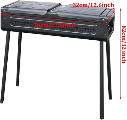 Charcoal Grills Portable BBQ Griddle, Foldable Kabob Barbecue for Outdoor, Portable BBQ Charcoal Grill, Small Camping Charcoal Grills for Garden Backyard Party (Color : /Black, Size : A)